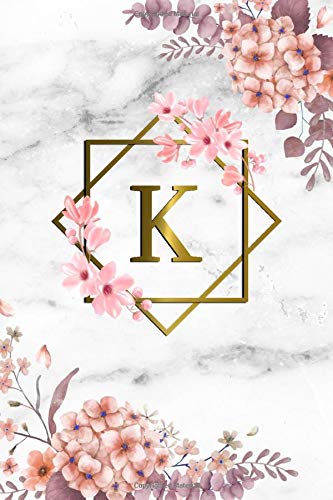 K: Cute Initial Monogram Letter K College Ruled Notebook. Pretty Personalized Medium Lined Journal & Diary for Writing & Note Taking for Gir