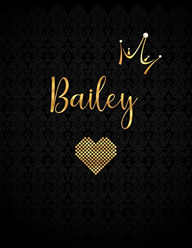 Bailey: Black Personalized Lined Journal with Inspirational Quotes