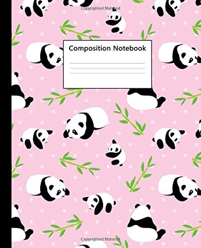 Composition Notebook: Pretty Wide Ruled Paper Notebook Journal | Cute Baby Pink Bamboo & Panda Wide Blank Lined Workbook for Teens Kids Students